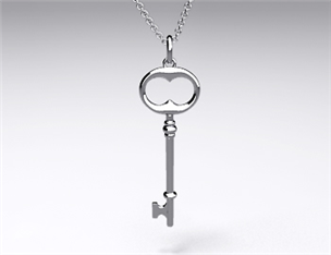 18k White Gold Classic Key Pendant (Large)